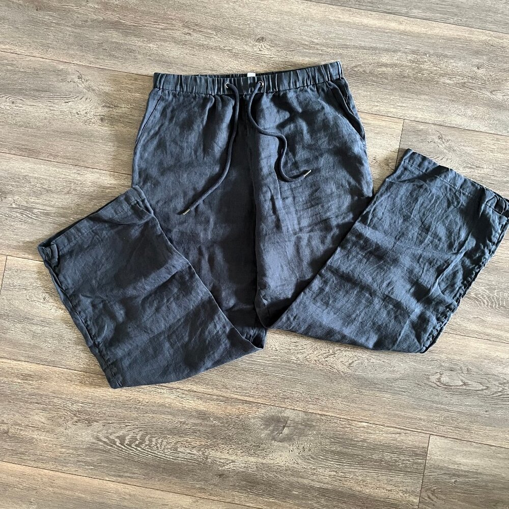 James Perse navy linen pant